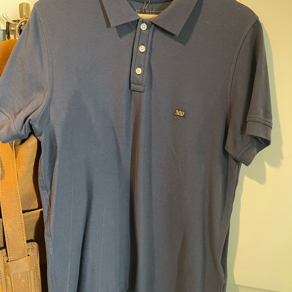 Billy Reid navy slim fit polo NWT